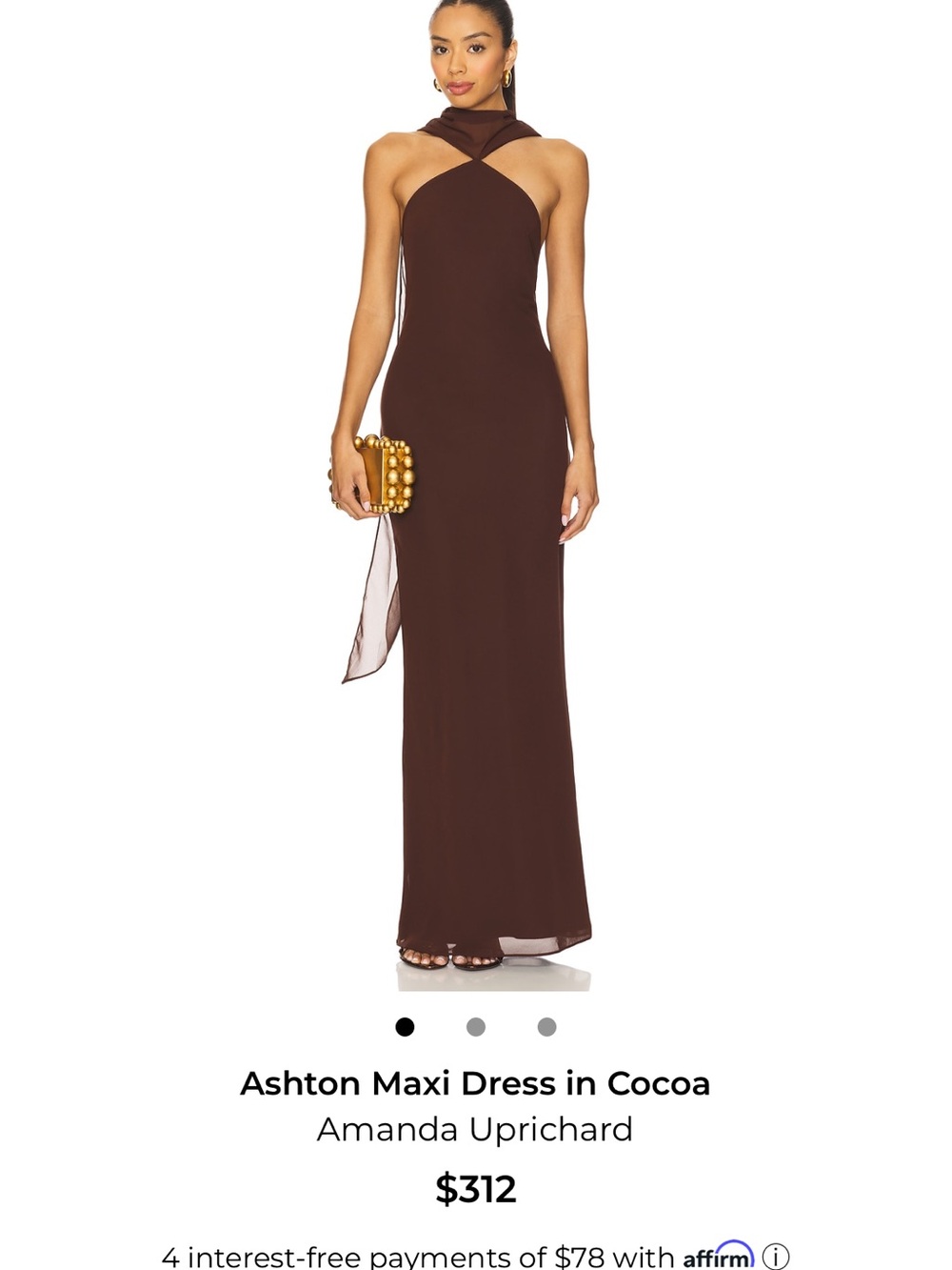 Amanda Uprichard Maxi Dress in Cocoa Brown
